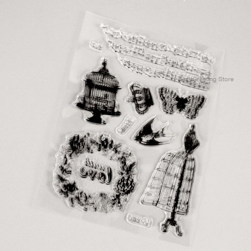 vintage stuff clear stamps paper card making crown birdcage wreath | Дом и сад