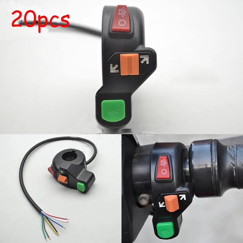 

Youwinme 20pcs Universal Motorcycle ATV Scooter Switches 7/8" 22mm 3 in1 Handlebars Switch Horn Turn Signals Light On/Off Button