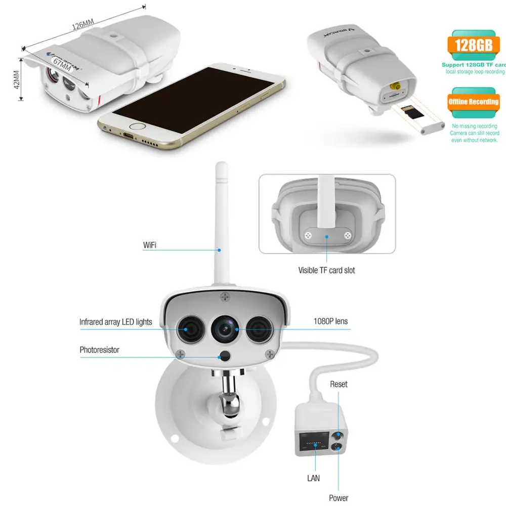 Vstarcam 1080P IP камера C16S Wi-Fi пуля наружная камера IP67 водонепроницаемая камера наблюдения безопасности ИК ночного видения Мини Размер Ca
