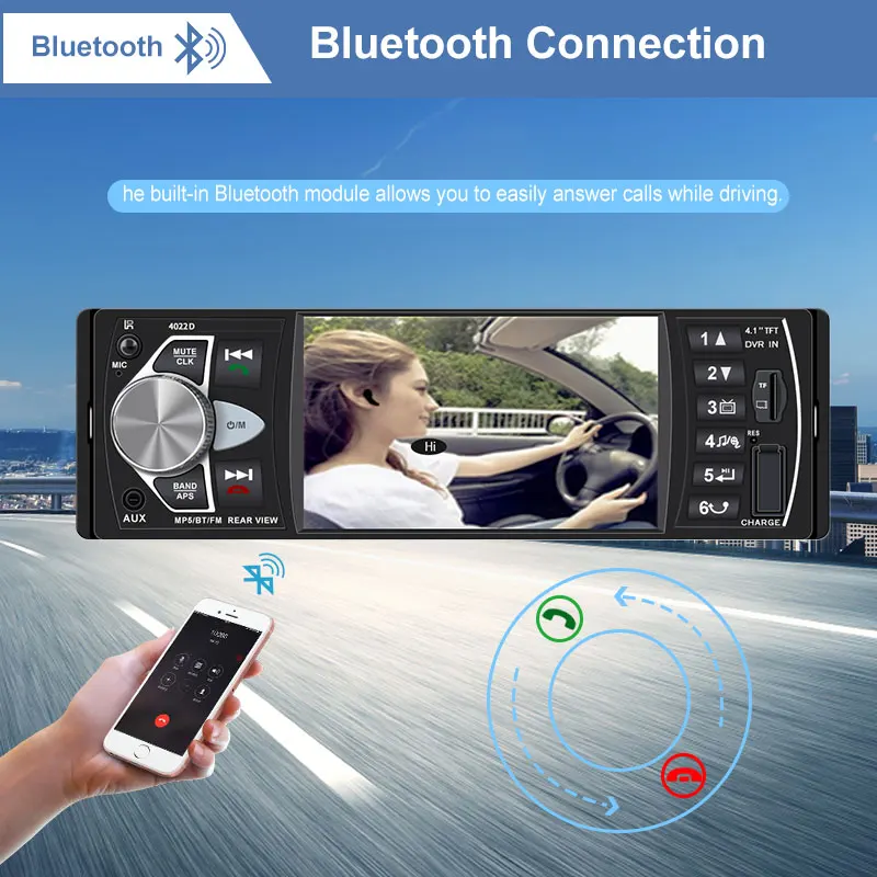 Центральный Multimidia 1 Din автомагнитола Авто Аудио Стерео FM Bluetooth Камера заднего вида