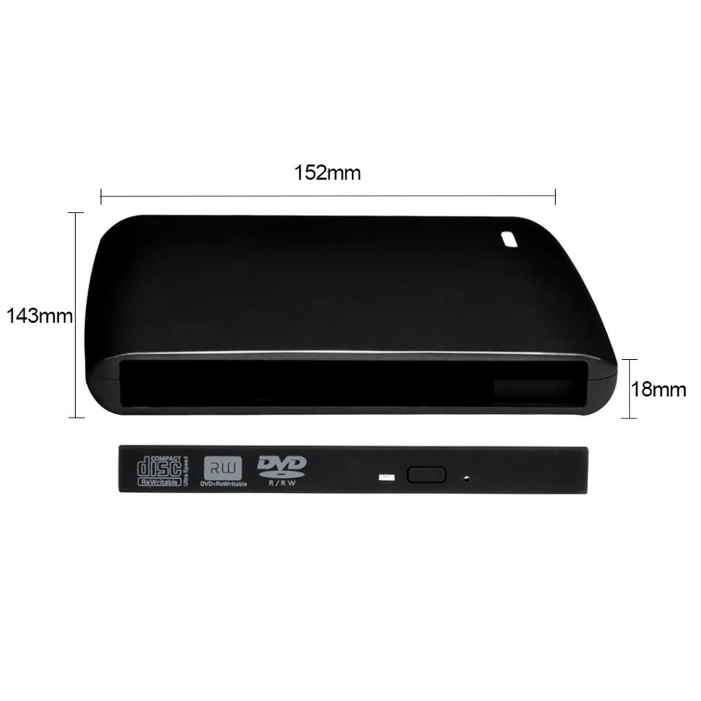 12 7 мм USB 2 0 DVD привод Внешние оптические диски Корпус SATA к внешний корпус для