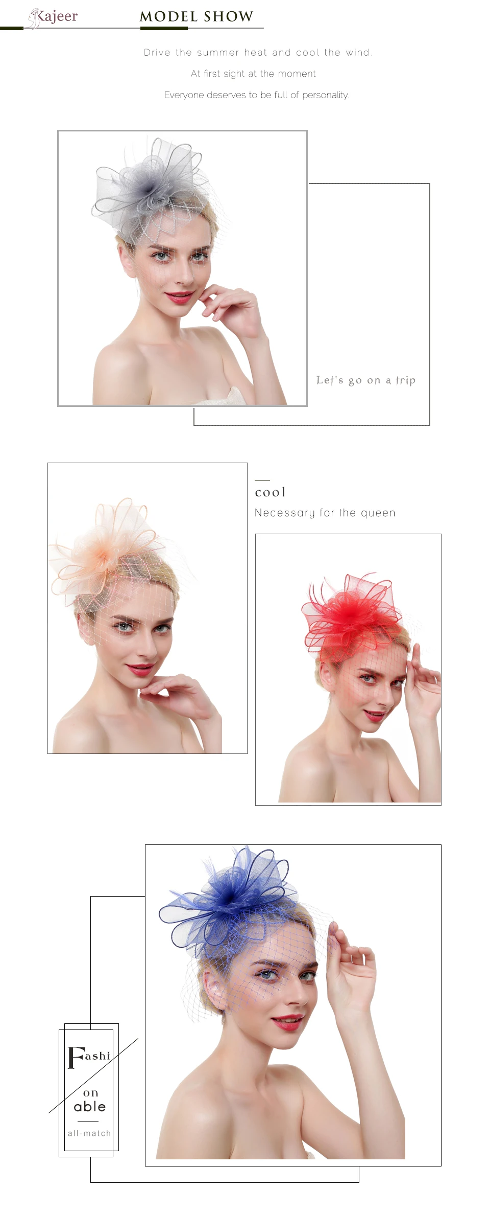 Kajeer стиль женские перьевые сетки Hairwear чародейные шляпы лошадь гонки праздничные шапки невесты пряди волос аксессуары для волос