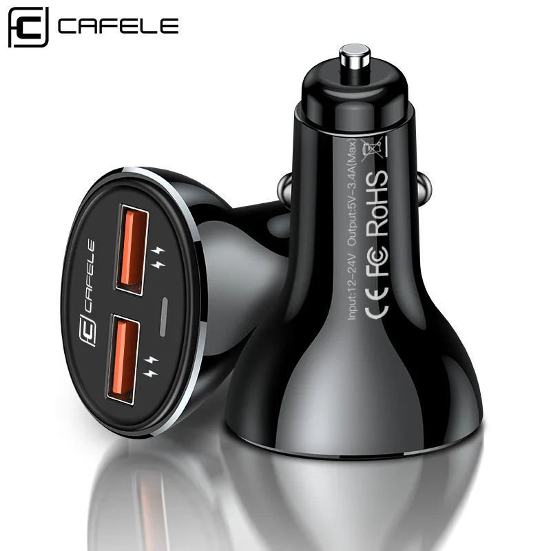CAFELE мини USB Автомобильное зарядное устройство 5 В/3A Быстрая зарядка двойной для