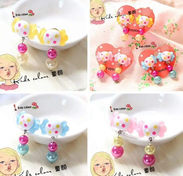 Горячая Акция Новое поступление милые карамельные Серьги детские клипсы для