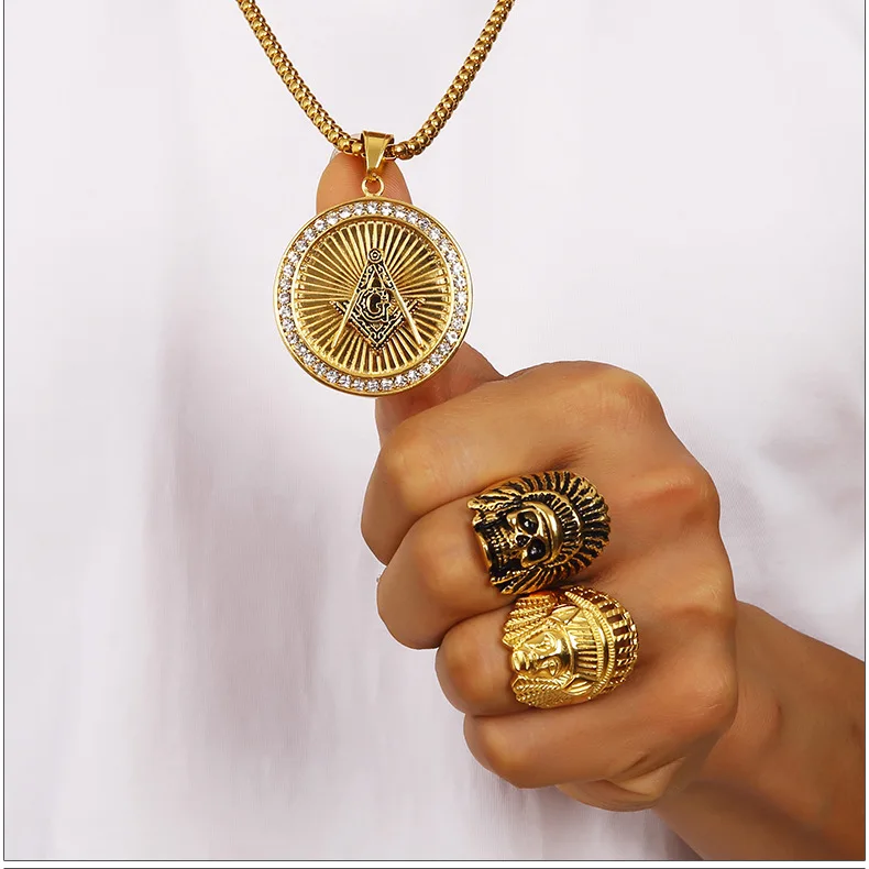 Geometric Circle Masonic Letter G Necklace Gold Pendant. | Украшения и аксессуары