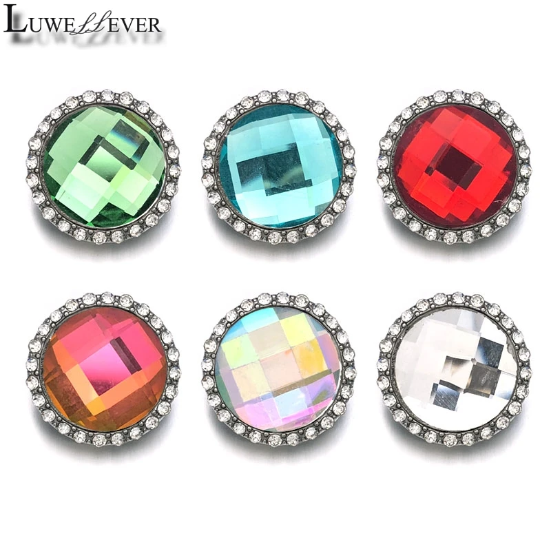

New Component 043 Crystal 3D 18mm Metal Snap Button For Bracelet Necklace Interchangeable Jewelry Women Accessorie Findings