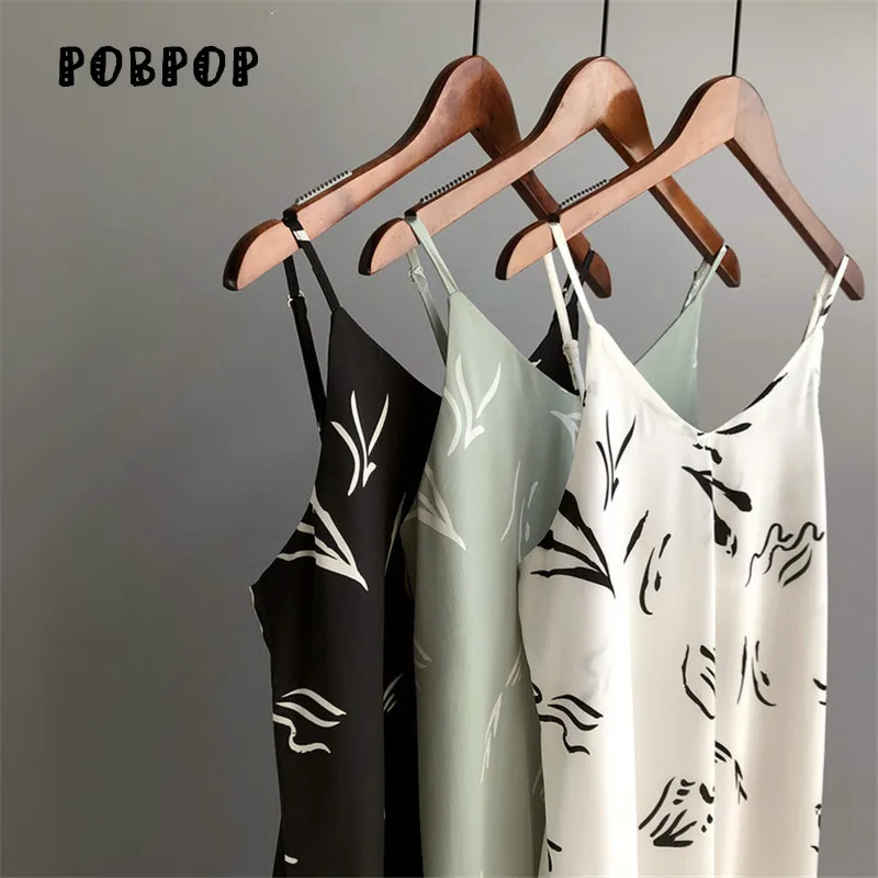 2019 Vrouwen Tank Jurk Toevallige Streep Wit Groen Zwart Lange Hemdje Slanke Strand Cami Jurk|Женские платья| |