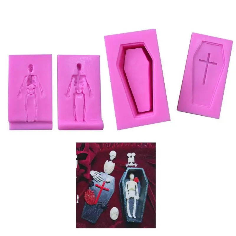 1 компл. 3D крест гроб Скелет Череп силиконовая форма для помадки смолы DIY Смола ювелирных изделий ремесло инструменты подарки