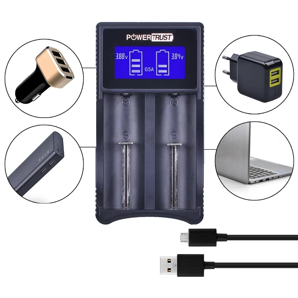 18650 зарядное устройство, lcd универсальное интеллектуальное USB двойное зарядное устройство 18650 для литий-ионного аккумулятора 26650 22650 18500 18350 17670 17500