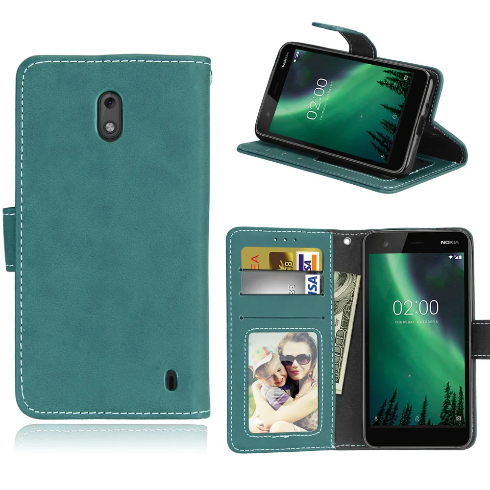 Для Nokia 2 TA-1029 TA-1035 чехол винтажный матовый однотонный из искусственной кожи силиконовый флип-чехол для телефона кошелек подставка держатель для Nokia2 чехол s