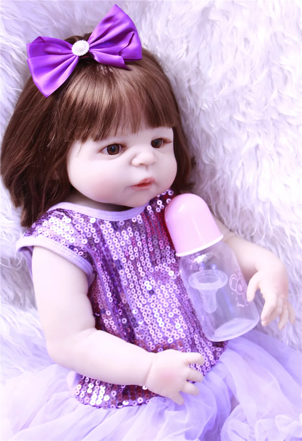 Adorable NPK 55CM Reborn Doll Handmade Full Silicone Bebes girl Boneca In Cute Clothes body fake baby dolls | Игрушки и хобби