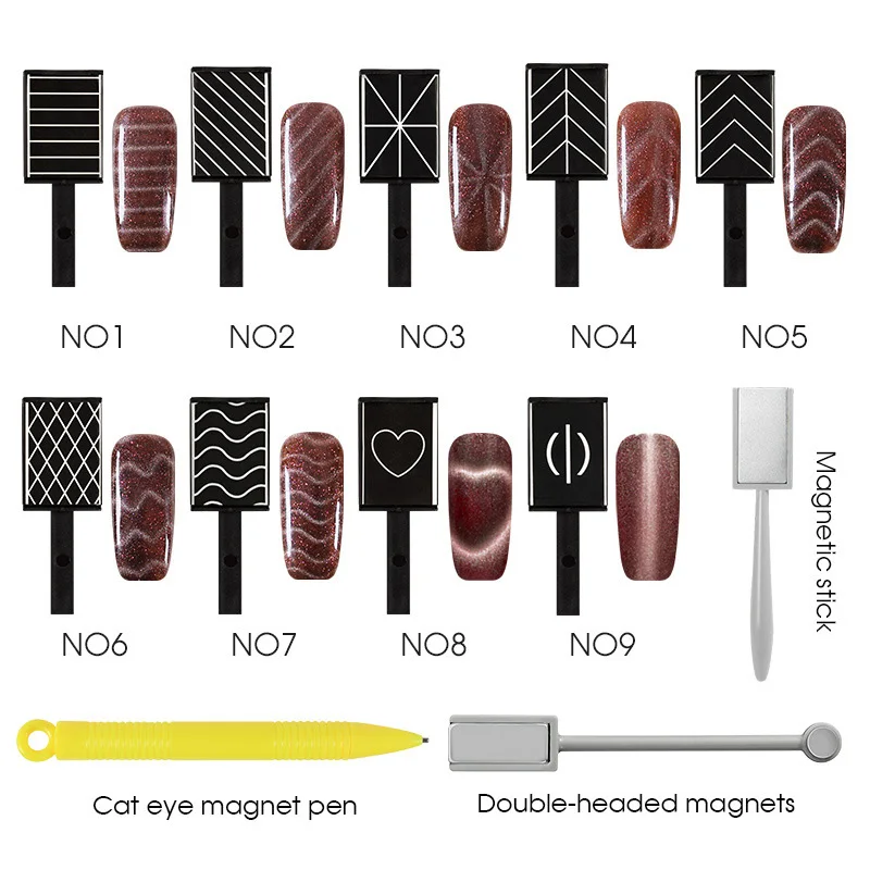 

12pcs Different Designs Cat Eyes Magnet Sticks for DIY Magic 3D Magnetic Nail Gel Polish Magical Nail Tools 88