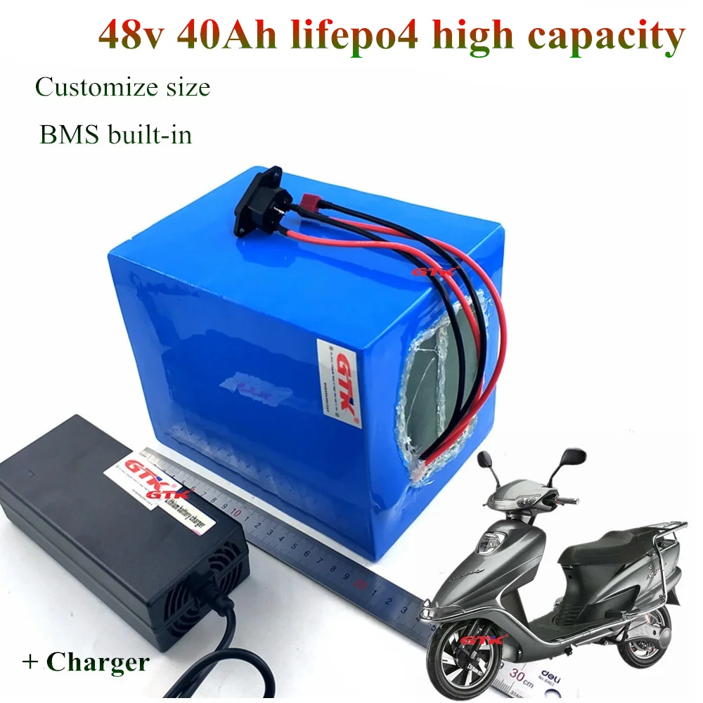 48v 40Ah Lifepo4 батарея литий-железо-фосфатный аккумулятор 32650 электрический мопед скутер 48v Байк, способный преодолевать Броды 50A БМС+ 10A Зарядное устройство
