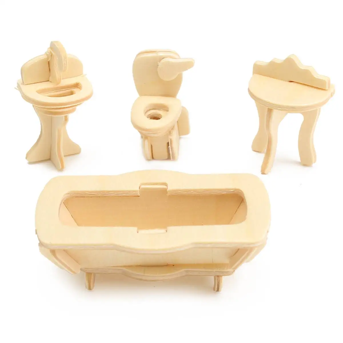 34 шт. DIY деревянный Миниатюрный Кукольный домик 3D мебель модель для детей Детская Игрушка Дерево DIY ремесла шитье милый мини дом