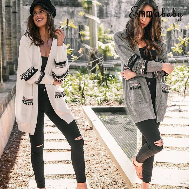 Women Long Sleeve Knitted Cardigan Elegant Floral Sweater Casual Autumn coats Outwear Fashion Winter harajuku veste femme |