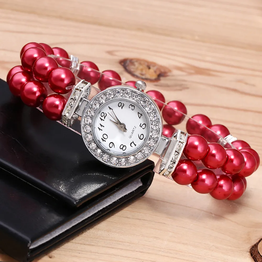 

Fashion Women Watch Ladies Wristwatch Luxury Casual Pearl String Quartz Wrist Bracelet relojes mujer montre femme watch Dropship