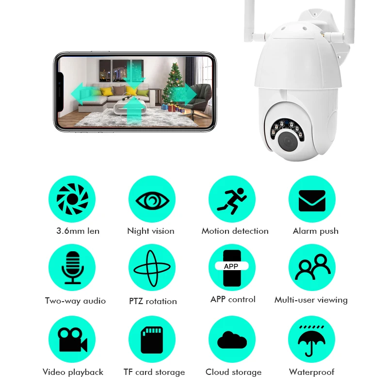 ZOOM HD 1080P wifi Беспроводная IP камера наружная камера видеонаблюдения PTZ скоростная купольная CCTV 60 м ИК Ночное Видение IP65