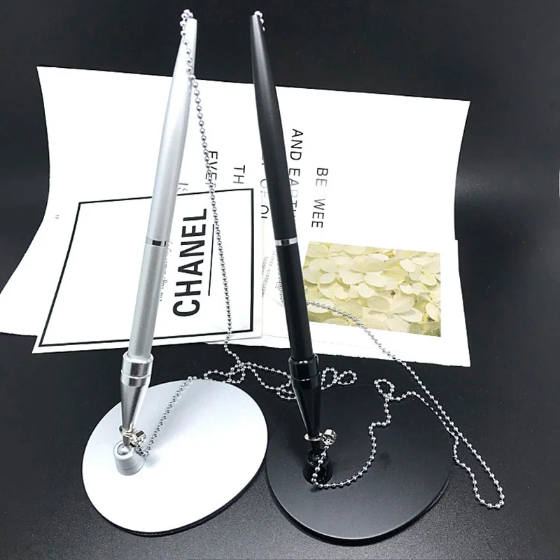 Metal Desk Pen with Base Fix on table Counter ball Pen with Chain Finance Banking Pen metal Pen Holder Gift Set
Metal Desk Pen with Base Fix on table Counter ball Pen with Chain Finance Banking Pen metal Pen Holder Gift Set