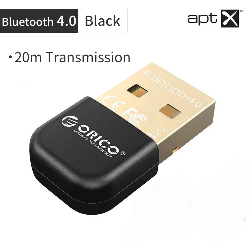 Black ORICO беспроводной USB Bluetooth компьютерный адаптер 4,0 aptx Bluetooth ключ музыкальный передатчик звуковой приемник Bluetooth адаптер - Цвет: Black