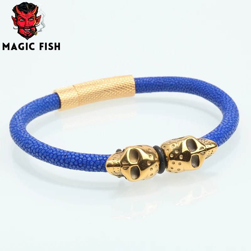 Браслет Magic Fish Man из титановой стали с черепом Роскошные ювелирные украшения 13