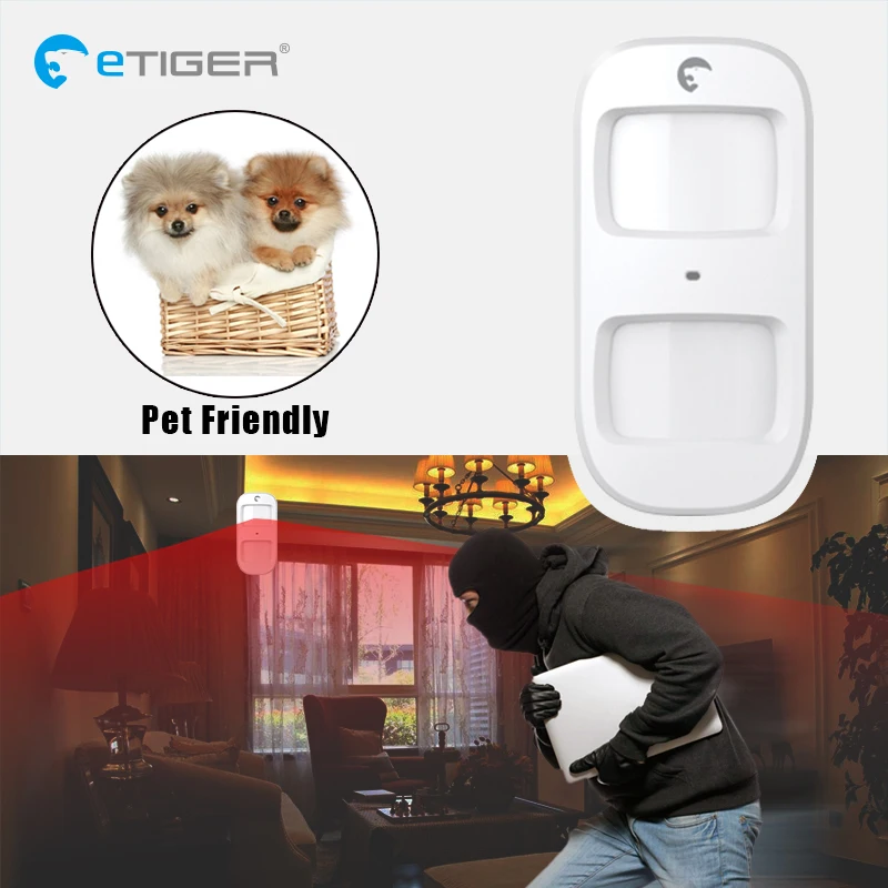 ETiger Беспроводная Secual Box Wi-Fi/GSM сигнализация умный дом с PIR датчиком движения IP wifi