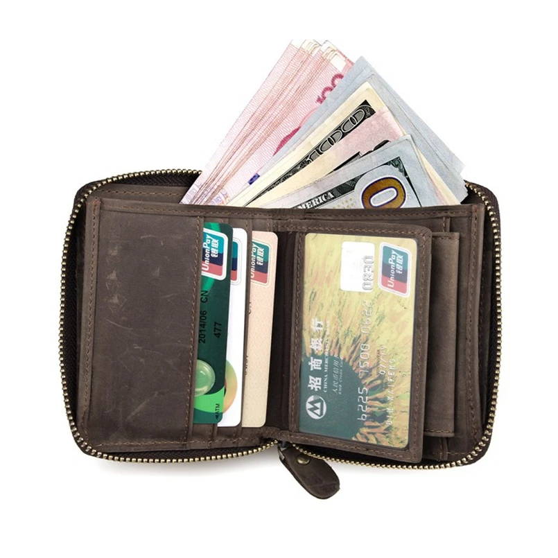 

COWATHER top quality cow crazy horse genuine leather men wallets for men male purse luxury carteira masculina original brand