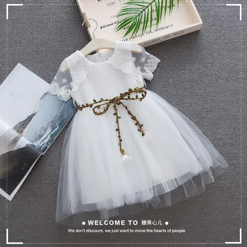 NIU D.DAN Princess Baby Girl White Dress Lace vestidos Enfant Robe Fille Elegant Toddler Ball Gown Clothing | Детская одежда и