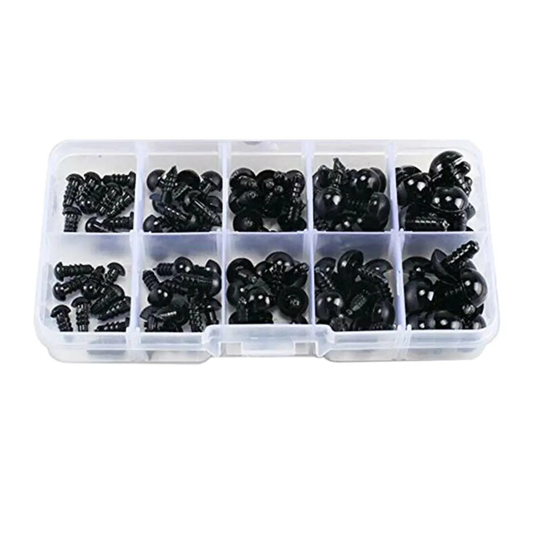 100pcs 6-12mm Black Plastic Crafts Safety Eyes for Soft Toy Animal Doll Amigurumi DIY Accessories