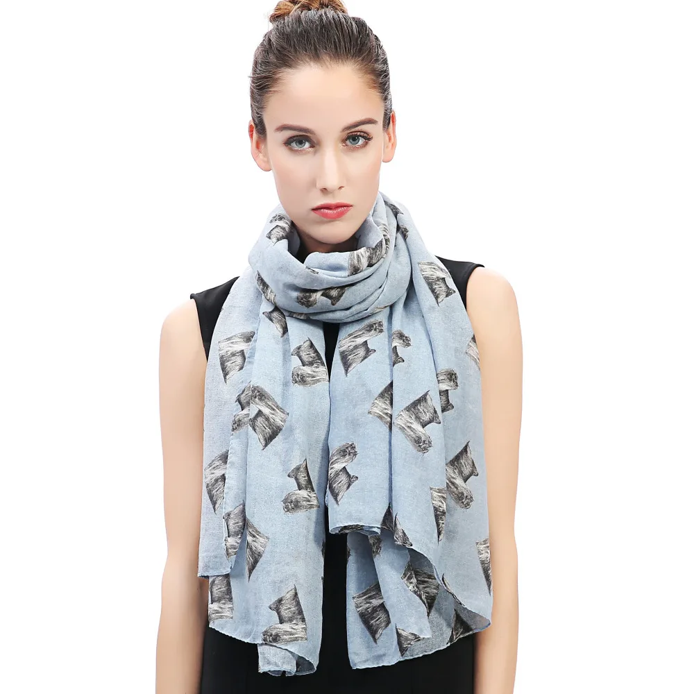 Большой женский шарф с принтом йоркширского терьера и собаки мягкая легкая