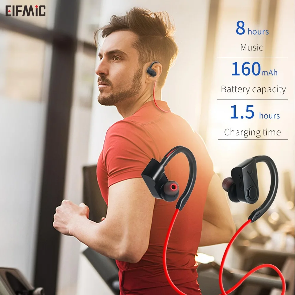 ELFMIC беспроводной Bluetooth ушной крючок наушники IPX5 водонепроницаемый Hi Fi стерео