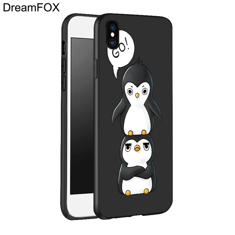 DREAMFOX L073 Пингвин Черный Мягкий ТПУ силиконовый чехол для Apple iPhone 11 Pro XR XS Max X 8 7 6 6S Plus