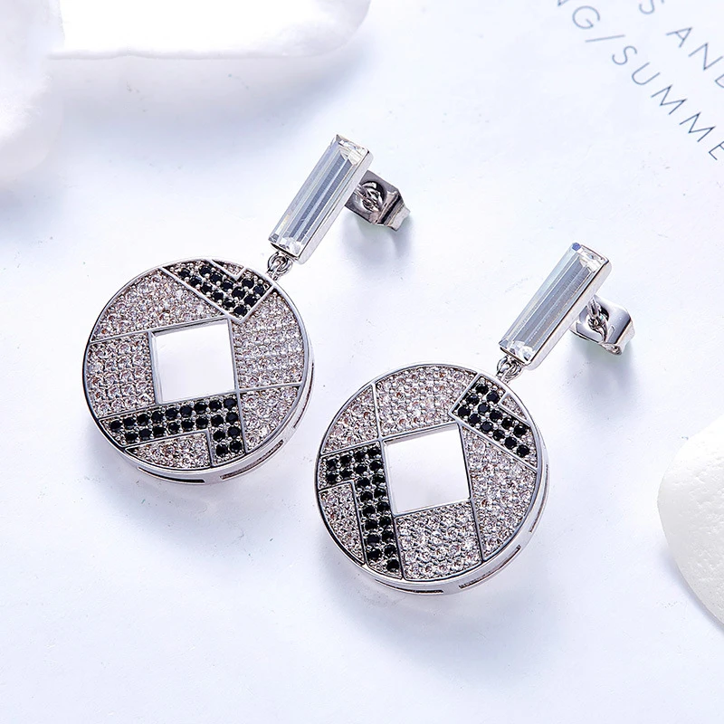 MALANDA, оригинальные серьги с кристаллами Swarovski, круглые серьги, серебряные серьги, висячие серьги для женщин, висячие серьги, ювелирное изделие, подарок