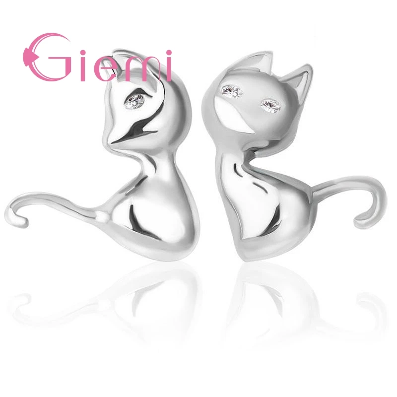 

Small Cute Animals Top Quality Cats Shaped 925 Sterling Silver Stud Earrings For Girls Birthday Gifts Brincos Jewelry