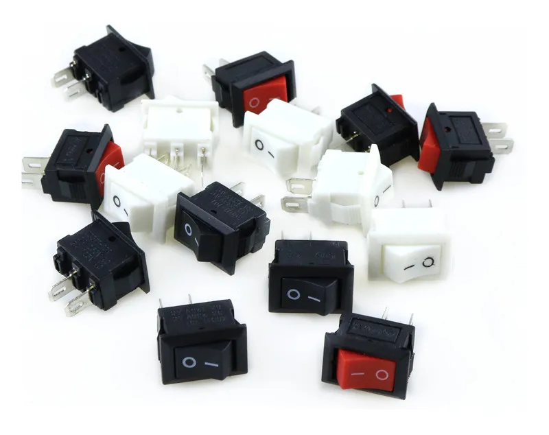 Кнопочный переключатель 10x15 мм SPST 2Pin 3A 250V KCD11 10 шт. кнопочный * 15 черный красный и