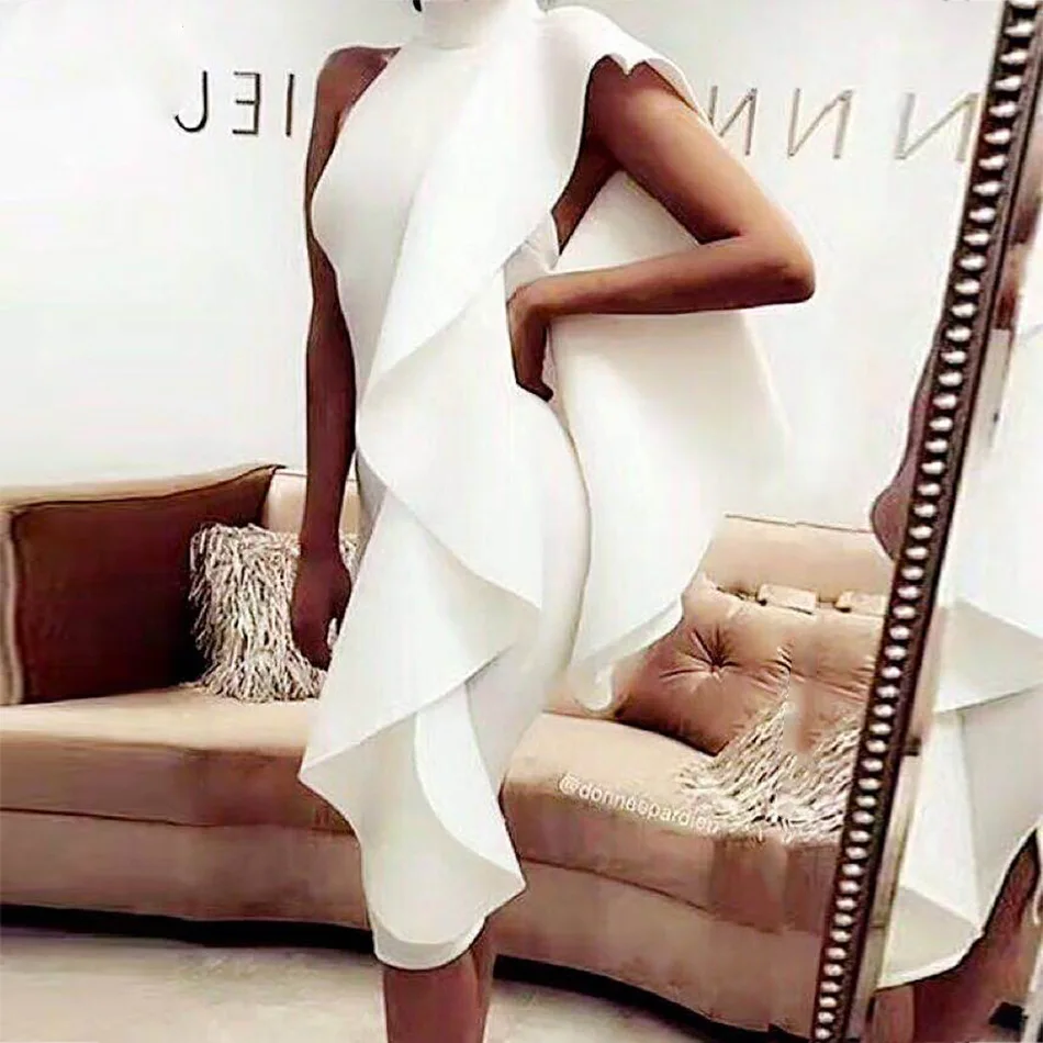 Женское вечернее платье в стиле знаменитостей Белое Облегающее Платье без