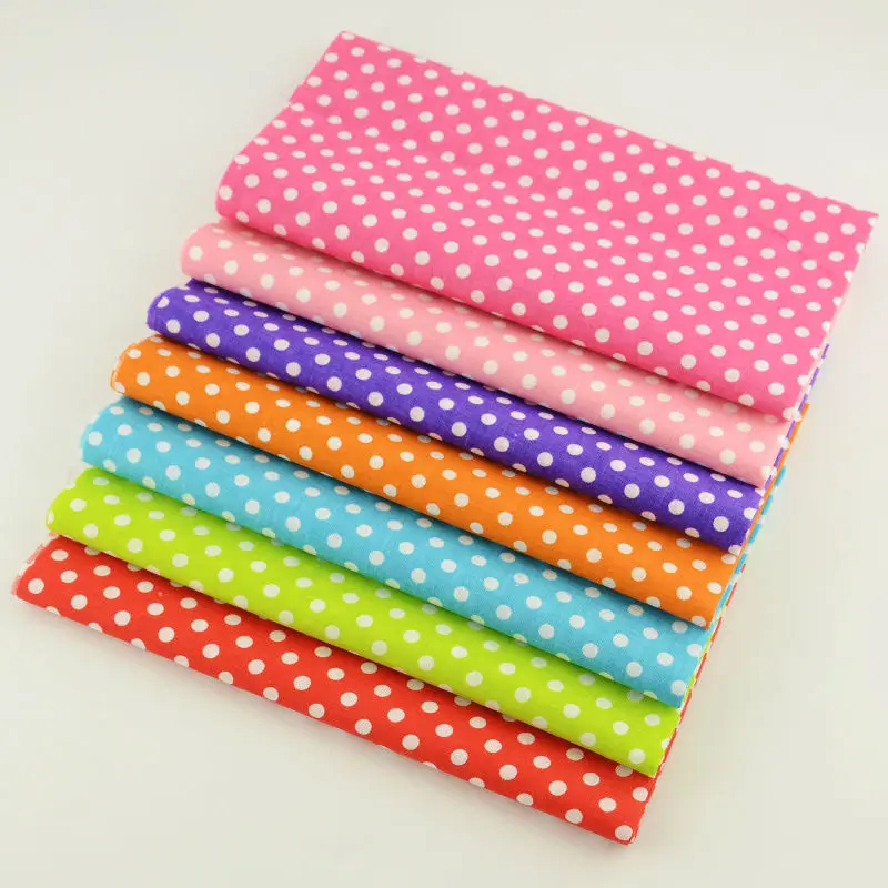 7 шт. хлопок Ткань для белый с принтом в горошек лоскутное разные Цвет квилтинга