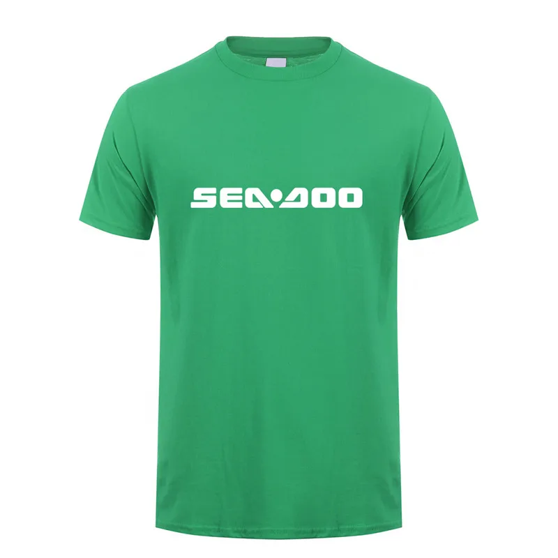 Irish Green Футболки Sea-Doo летняя хлопковая футболка с короткими рукавами с морским Doo Seadoo Moto Мужская футболка футболки LH-079 - Цвет: Irish Green