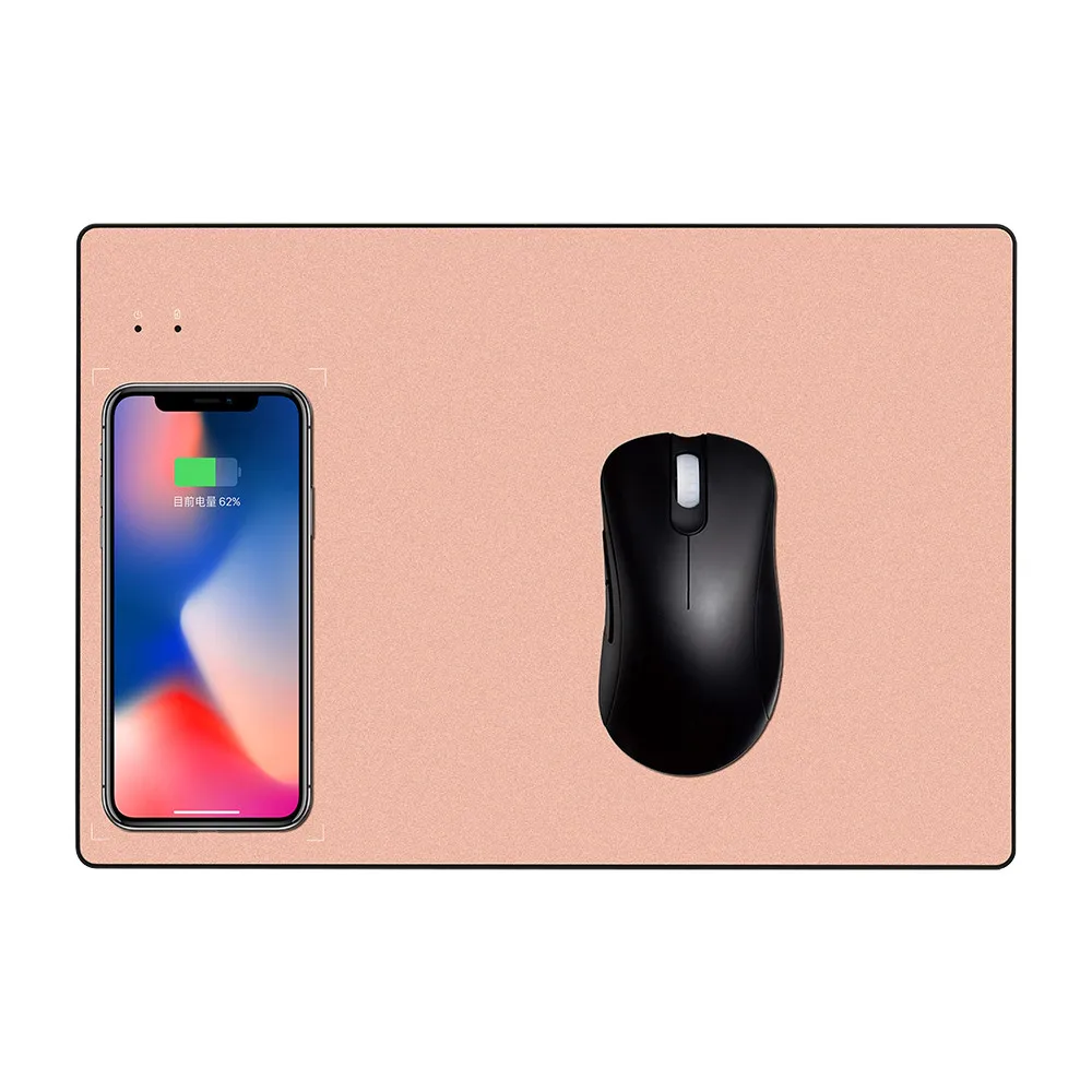 5V-2A Qi Беспроводной Зарядное устройство быстрой зарядки 2 в 1 Мышь Pad для iPhone X/8/8 Plus роскошный Беспроводной зарядного устройства Мышь накладка из искусственной кожи