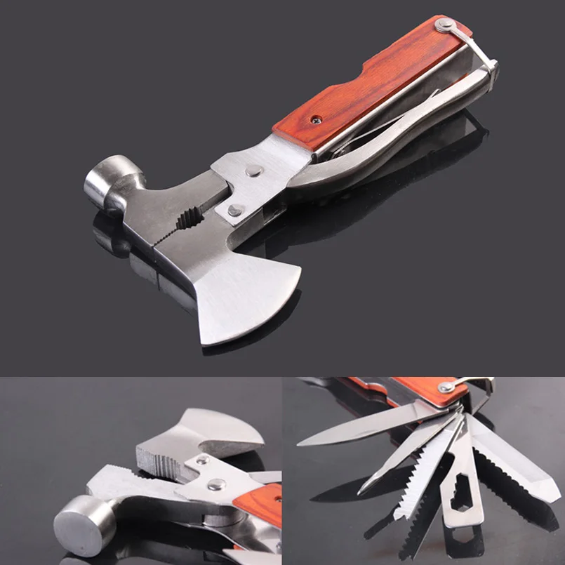 Multi-function Outdoor Camping Tool Portable Folded Survival MultiTools EDC Tools Multipurpose Knife Axe Hammer stainless | Спорт и