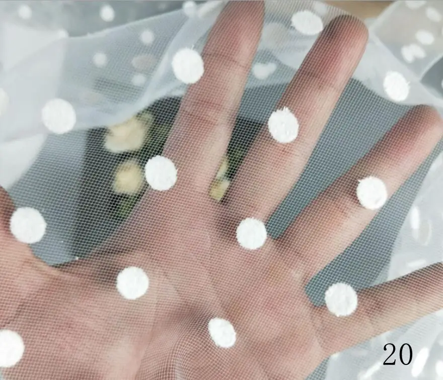 20 20 видов стилей, 2 цвета, Флокированная кружевная ткань, снежинки, вуаль, кружево, тюль, марля, 59 дюймов, в ширину, для платья, вуаль, на заказ, поставка головных уборов - Цвет: 20