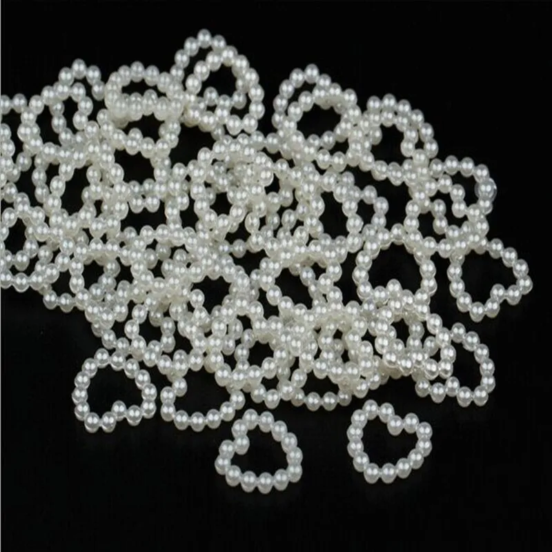 

100pcs 10x11mm Ivory Hollow Open Heart Pearls Flatbacks Embellishments DIY Phone Nail Decorations Scrapbook Crafts Cardmaking