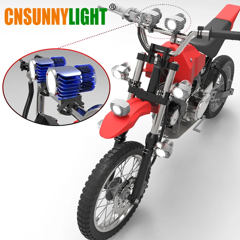 CNSUNNYLIGHT мотоциклетный Светодиодный прожектор 18 Вт 2700Lm супер яркий белый мото противотуманный DRL налобный фонарь для охоты дальнего света