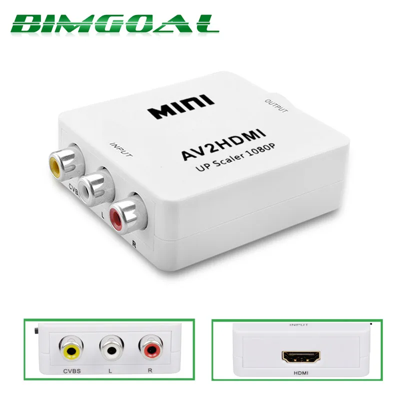 Горячая продажа белый RCA AV HDMI CVBS к адаптеру HD 720P 1080P Mini av2hdmi видео конвертер|hdmi cvbs|cvbs