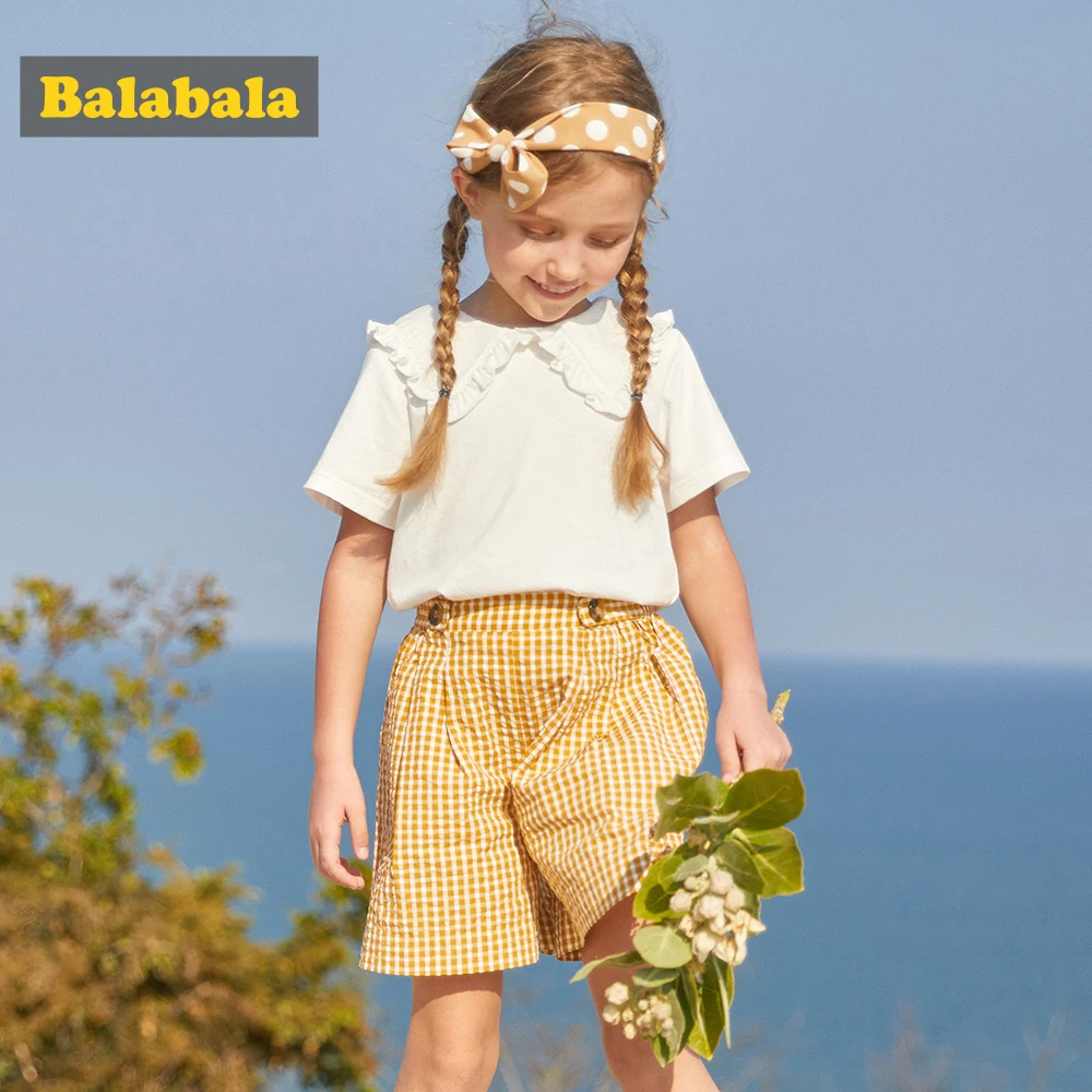 BalabalaGirls/комплект летней одежды для детей Детская футболка с короткими рукавами