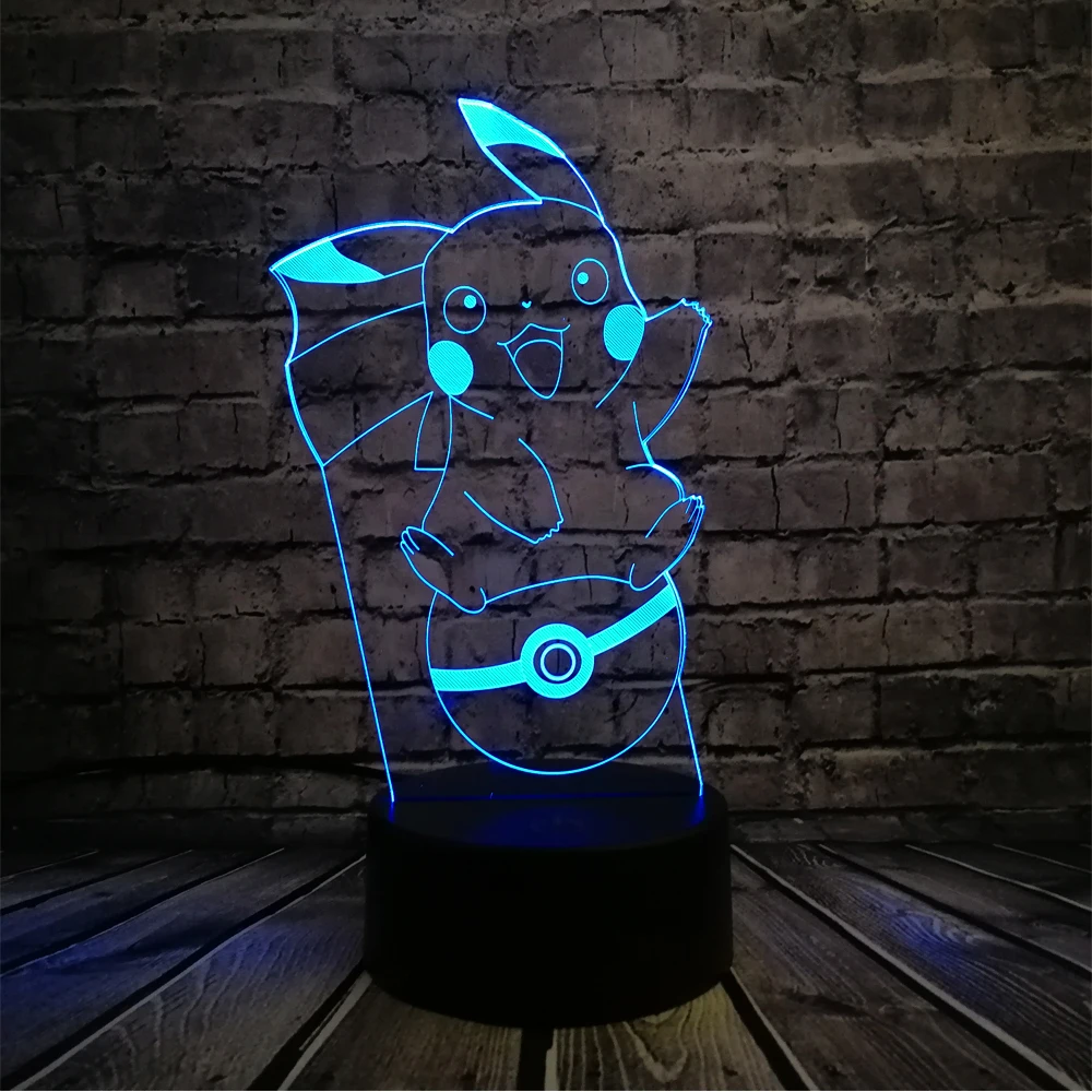Покемон го игра фигурки 3D светодиодный USB лампа Kawaii Pikachu мяч Новинка игрушка