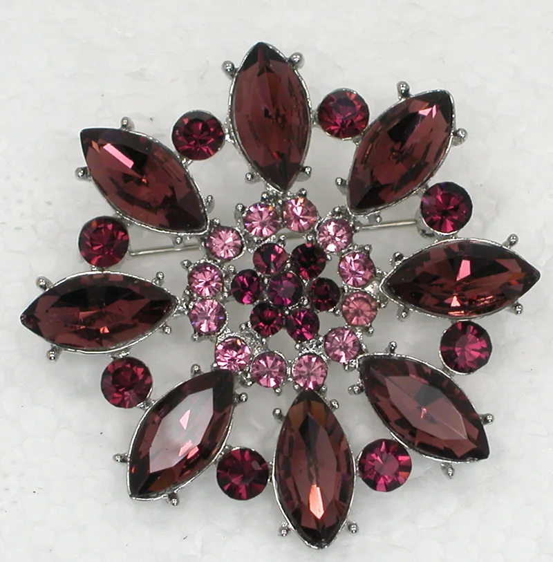 

Purple Rhinestone Flower Pin brooches C2071 D