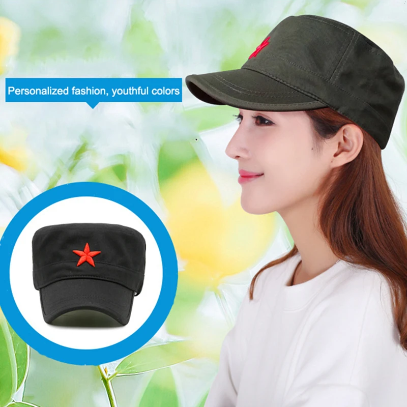 Модная мужская Кепка с красной звездой, вышитые плоские шапки, армейская Кепка, уличная Кепка от солнца, повседневная спортивная тактическая Кепка s, немецкая Кадетская Военная Кепка s