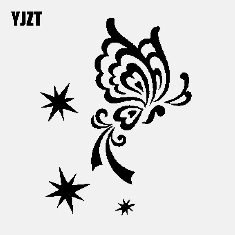 

YJZT 11,5 см * 14,9 см Автомобильная наклейка в виде бабочки с блестками Съемная Виниловая Наклейка Черная/Серебряная Фотография