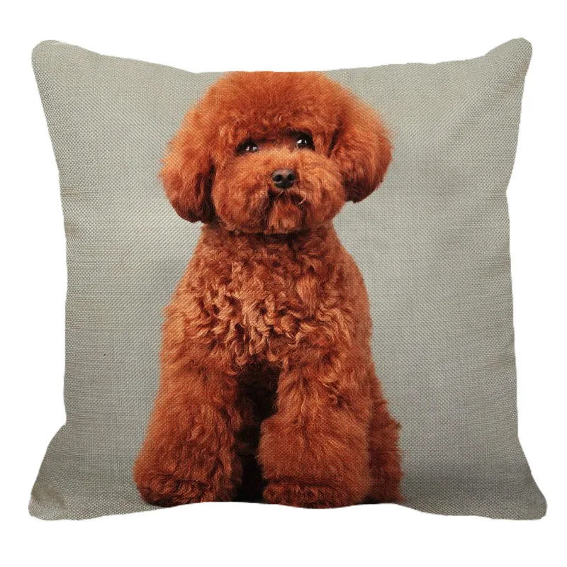 

XUNYU 45cmx45m Animal Dog Poodle Pattern New Linen Comfortable Cushion Cover Living Room Sofa Decorative Pillow Cover YH013