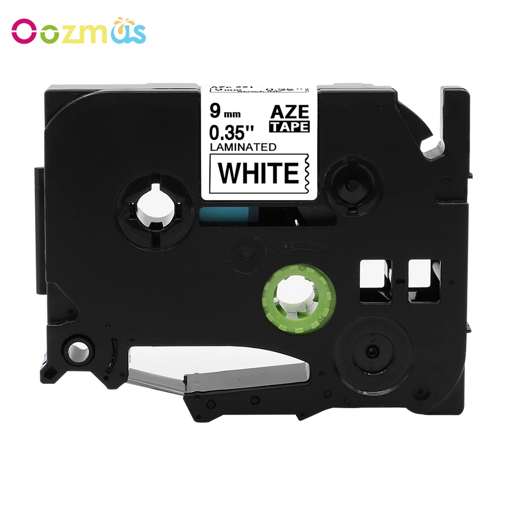 Лента для этикеток совместимая с Brother P touch TZe221 9 мм * 8 м черно белая лента